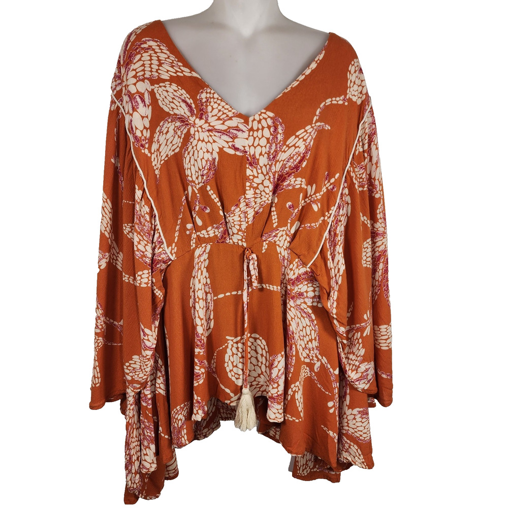 Maurices Womens Floral Flounce Sleeve Peplum Top 4X Boho Hippie Cottage Resort
